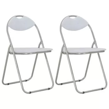 Set 2 bucati scaune de bucatarie pliabile, alb