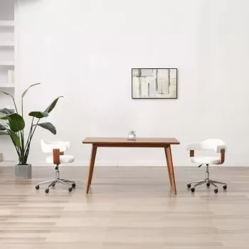 Set 2 bucati scaune pivotante de masa, alb, 49.5 x 51.5 x 115.5 cm