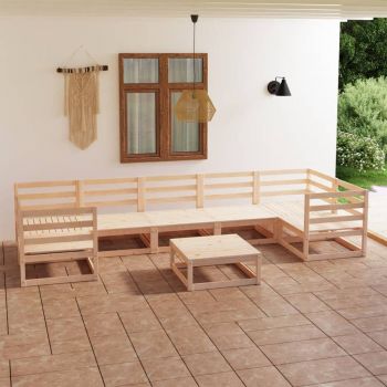 Set mobilier grădină, 8 piese, lemn masiv de pin