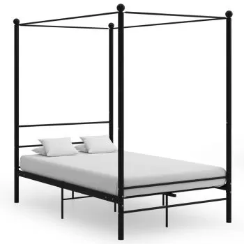 Cadru de pat cu baldachin, negru, 120 x 200 cm