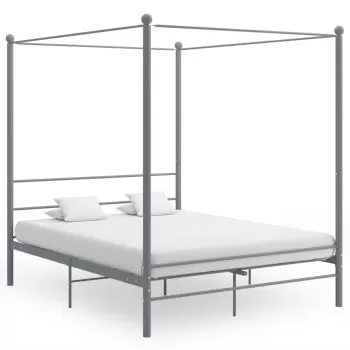Cadru de pat cu baldachin, gri, 160 x 200 cm