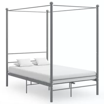 Cadru de pat cu baldachin, gri, 120x200 cm, metal