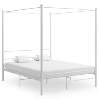 Cadru de pat cu baldachin, alb, 160 x 200 cm