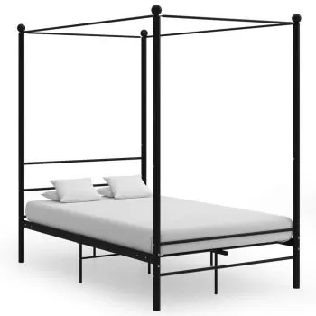 Cadru de pat cu baldachin, negru, 140 x 200 cm
