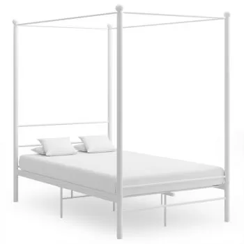 Cadru de pat cu baldachin, alb, 140 x 200 cm