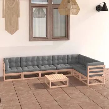  Set mobilier de grădină din 8 piese, lemn masiv de pin