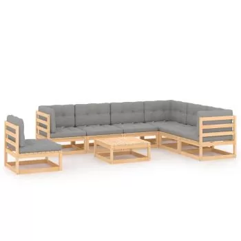  Set mobilier de grădină, 8 piese, lemn masiv de pin