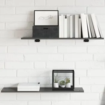  Plăci bibliotecă, 8 buc., gri extralucios, 80 x 20 x 1,5 cm PAL