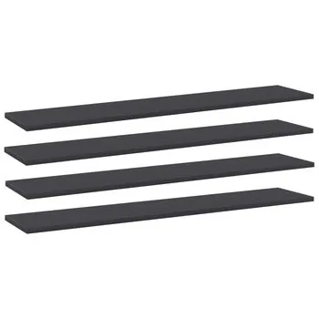 Plăci bibliotecă, gri, 4 buc, 100 x 20 x 1,5 cm, PAL