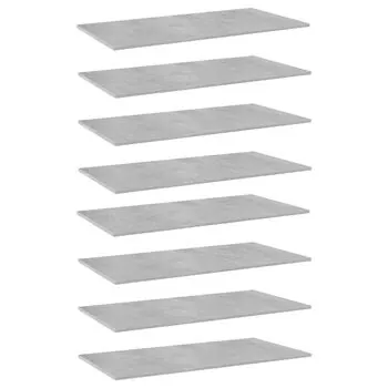  Plăci bibliotecă, 8 buc., gri beton, 80 x 30 x 1,5 cm, PAL