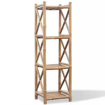Raft patrat cu 4 niveluri din bambus, maro, 35 x 35 x 117 cm
