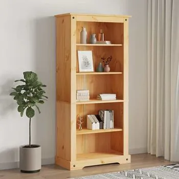  Bibliotecă 5 rafturi, 80x40x170 cm, pin mexican, stil Corona