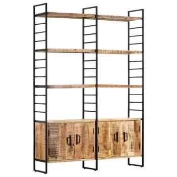  Bibliotecă cu 4 rafturi, 124x30x180 cm, lemn de mango nefinisat