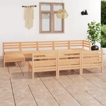 Set mobilier de grădină, 11 piese, lemn masiv de pin