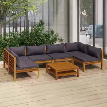  Set mobilier grădină cu perne, 7 piese, lemn masiv de acacia