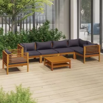 Set mobilier de grădină cu perne, 7 piese, lemn masiv acacia