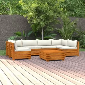 Set mobilier grădină cu perne, 7 piese, lemn masiv de acacia