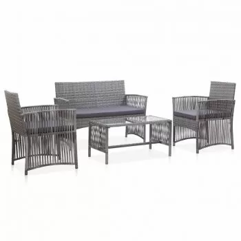  Set mobilier de grădină cu perne, 4 piese, antracit, poliratan