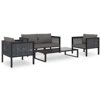 Set mobilier de grădină cu perne, 5 piese, antracit, poliratan