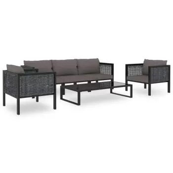  Set mobilier de grădină cu perne, 6 piese, antracit, poliratan