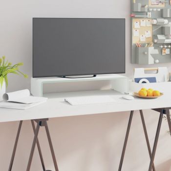 Suport TV/stativ monitor, sticlă, alb, 60x25x11 cm,