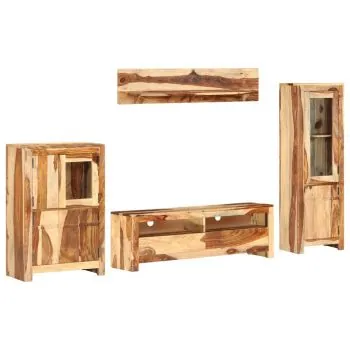 Set unitate TV, 4 piese, lemn masiv de sheesham