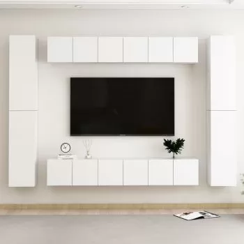 Set dulapuri TV, 10 piese, alb, 60 x 30 x 30 cm 