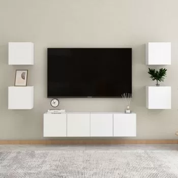 Set dulapuri TV, 6 piese, alb, 60 x 30 x 30 cm 