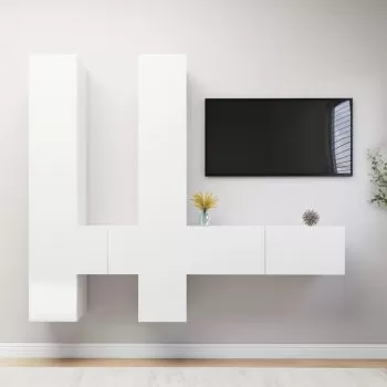 Set dulap TV, 6 piese, alb, 100 x 30 x 30 cm