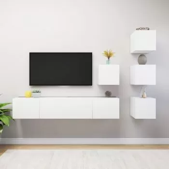 Set de dulapuri TV, 6 piese, alb, 80 x 30 x 30 cm