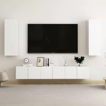 Set dulapuri TV, 5 piese, alb, 60 x 30 x 30 cm 