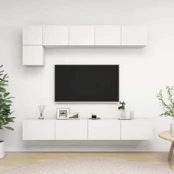Set dulapuri TV, 5 piese, alb, 100 x 30 x 30 cm