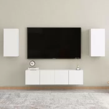 Set dulapuri TV, 4 piese, alb, 60 x 30 x 30 cm 