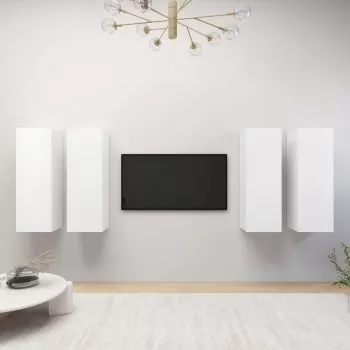 Set 4 bucati dulapuri tv, alb, 30.5 x 30 x 90 cm
