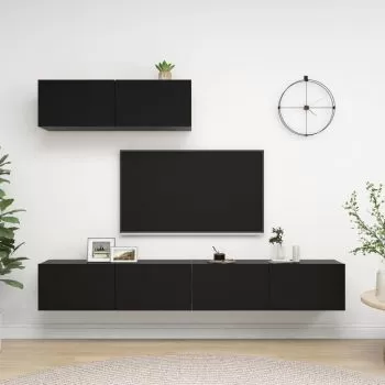 Dulapuri TV, 3 piese, negru, 100 x 30 x 30 cm