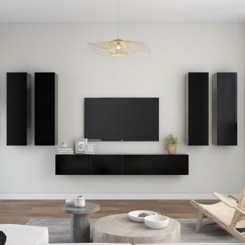 Set comode TV, 6 piese., negru, 30.5 x 30 x 110 cm