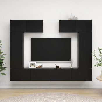 Set 6 bucati set comode tv, negru, 30.5 x 30 x 90 cm