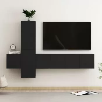 Set dulapuri TV, 5 piese, negru, 60 x 30 x 30 cm