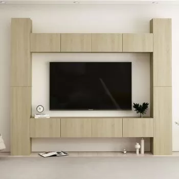 Set de dulapuri TV, 8 piese, stejar sonoma, 100 x 30 x 30 cm