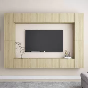  Set de dulapuri TV, 8 piese, stejar sonoma, lemn prelucrat