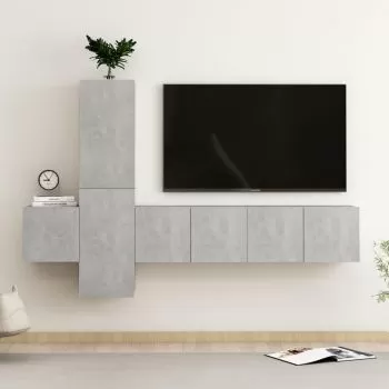  Set de dulapuri TV, 5 piese, gri beton, lemn prelucrat