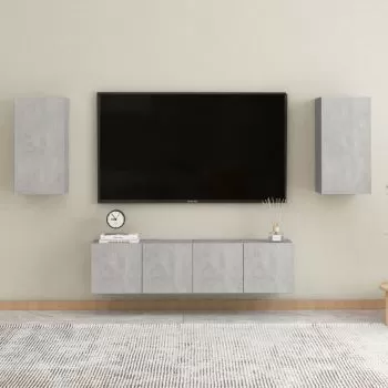 Set dulapuri TV, 4 piese, gri beton, 60 x 30 x 30 cm 