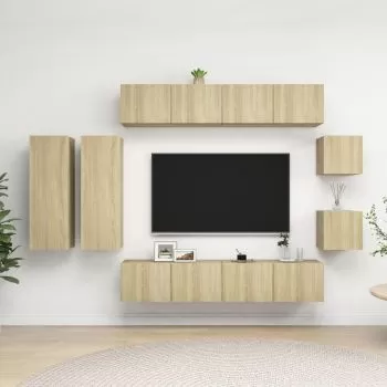  Set dulapuri TV, 8 piese, stejar sonoma, lemn prelucrat