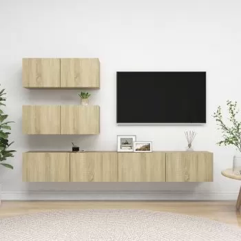  Set dulapuri TV, 4 piese, stejar sonoma, lemn prelucrat
