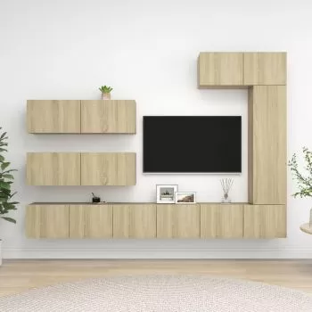  Set de dulapuri TV, 7 piese, stejar sonoma, lemn prelucrat