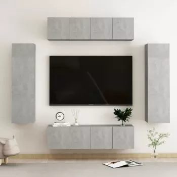 Set de dulapuri TV, 6 piese, gri beton, 60 x 30 x 30 cm 