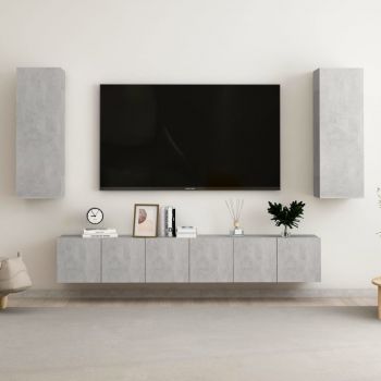 Set dulap TV, 5 piese, gri beton, 60 x 30 x 30 cm 