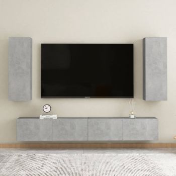 Set dulapuri TV, 4 piese, gri beton, 80 x 30 x 30 cm