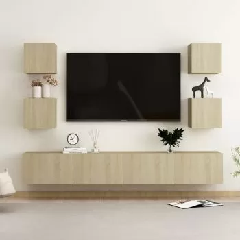 Set de dulapuri TV, 6 piese, stejar sonoma, 100 x 30 x 30 cm
