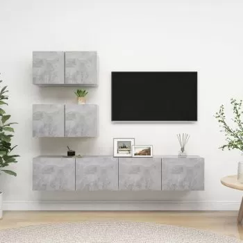 Set dulapuri TV, 4 piese, gri beton, 60 x 30 x 30 cm
